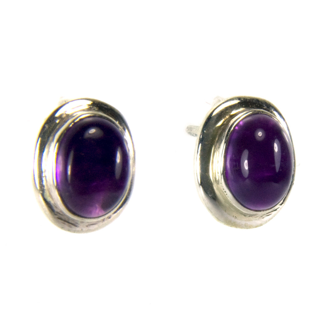 Amethyst ear studs in sterling silver 925