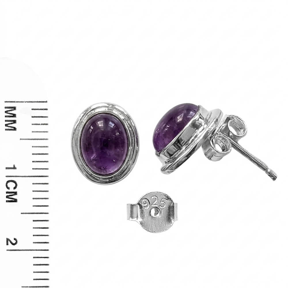 Amethyst ear studs in sterling silver 925