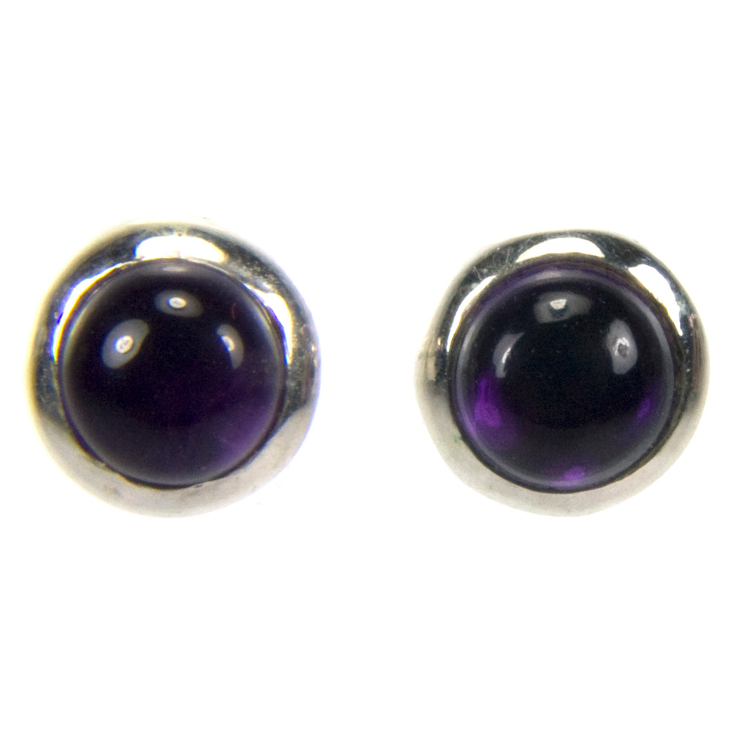 Amethyst sterling silver ear studs