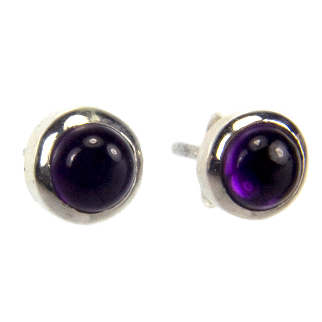 Amethyst sterling silver ear studs