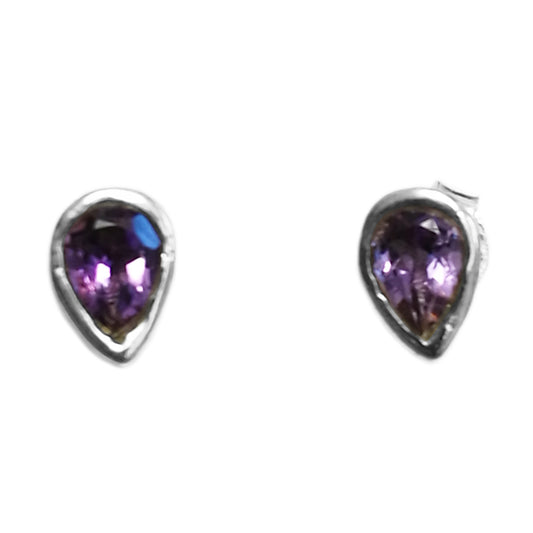 Amethyst sterling silver ear studs