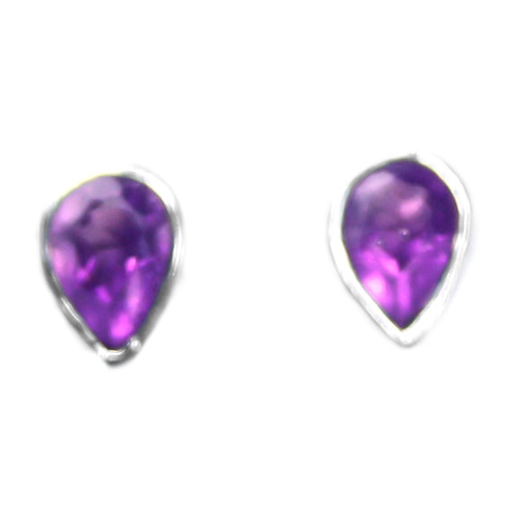 Amethyst sterling silver ear studs