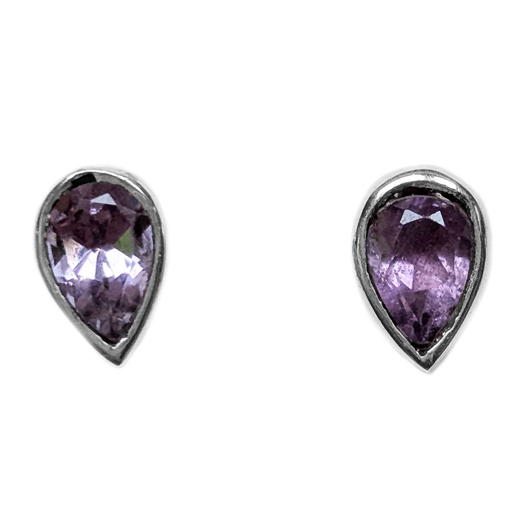 Clous d’oreilles améthyste en argent massif 925