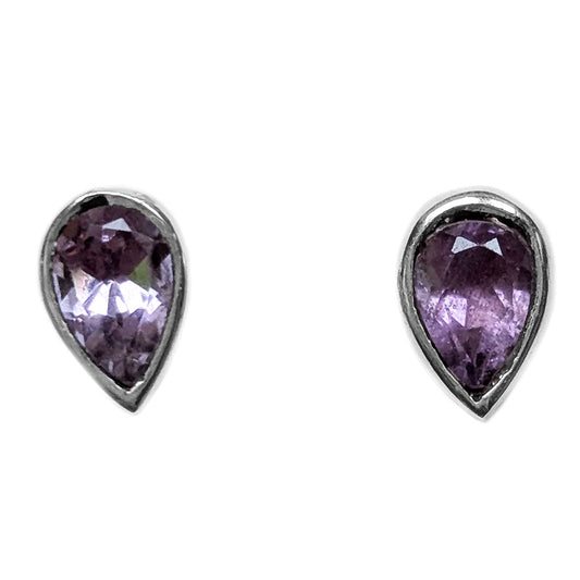 Clous d’oreilles améthyste en argent massif 925