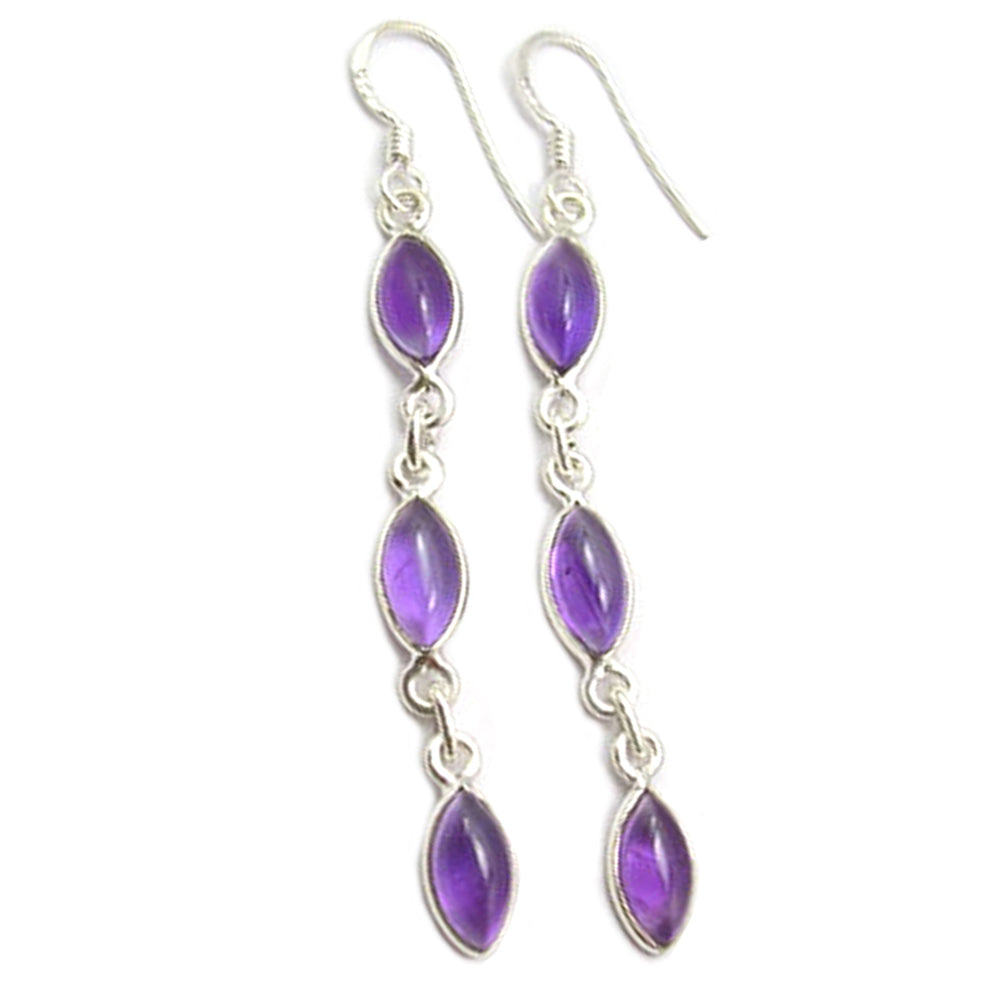 Amethyst sterling silver drop earrings