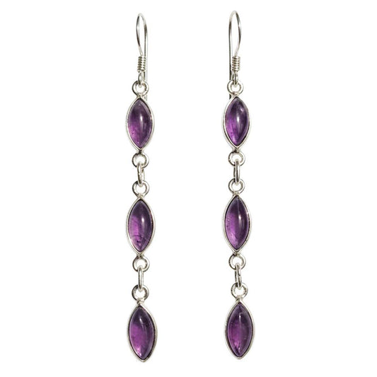 Amethyst sterling silver drop earrings