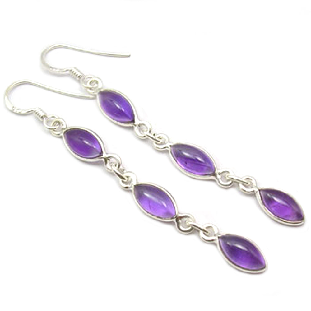 Amethyst sterling silver drop earrings