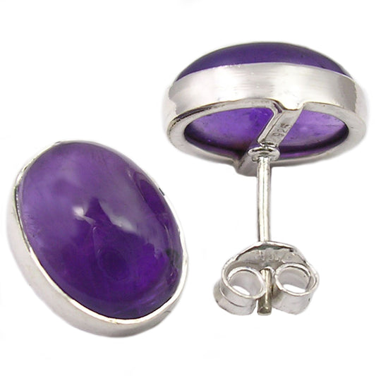 Amethyst sterling silver ear studs