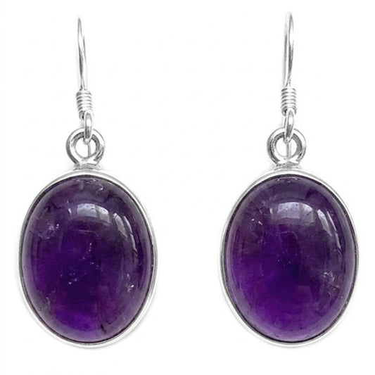 Boucles d’oreilles pendantes améthyste en argent massif 925