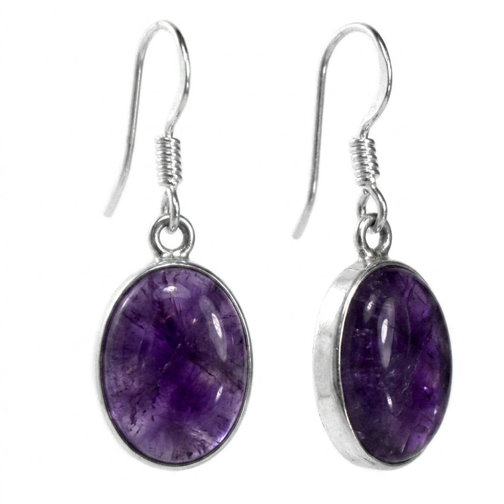 Boucles d’oreilles pendantes améthyste en argent massif 925