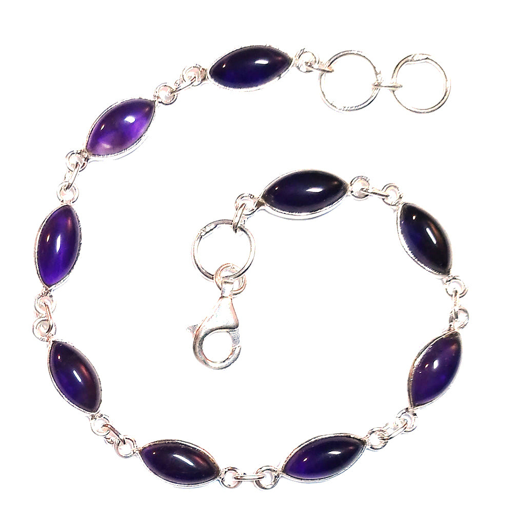 Bracelet améthyste en argent massif 925