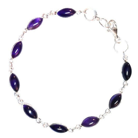 Bracelet améthyste en argent massif 925