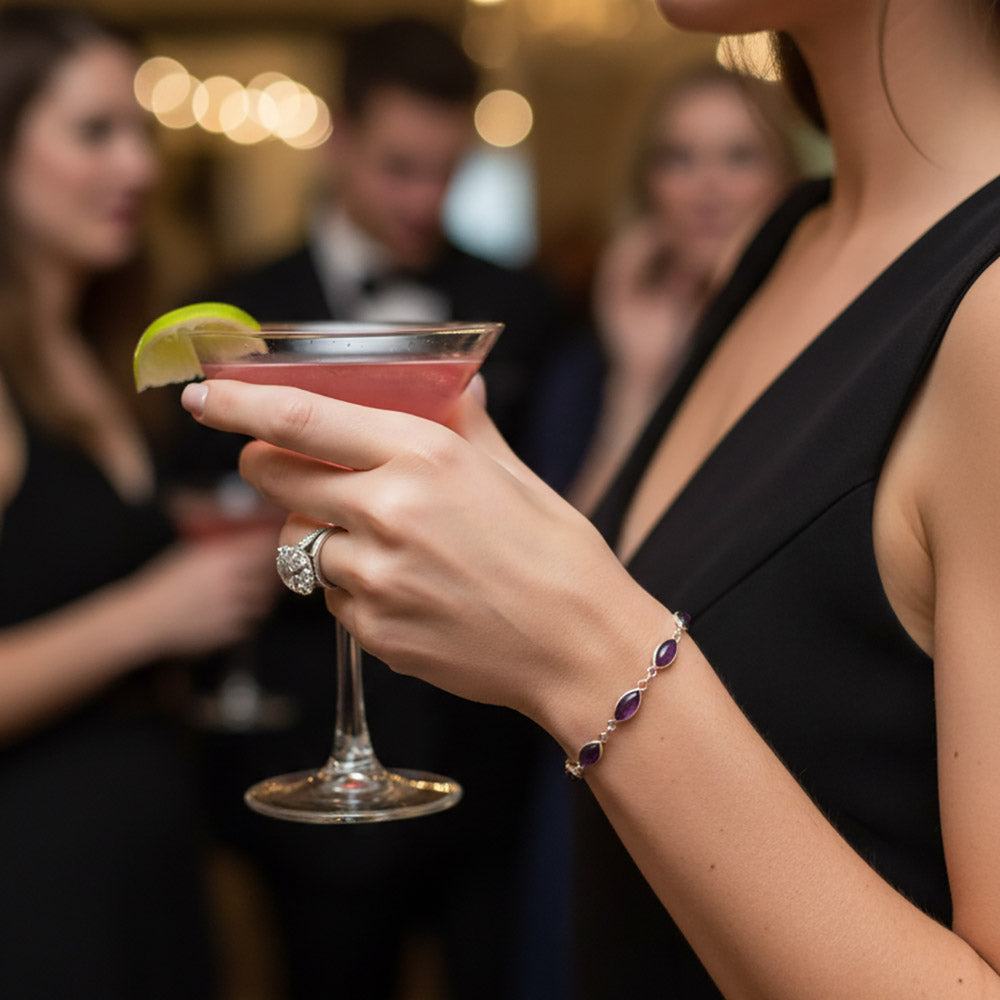 Bracelet améthyste en argent massif 925