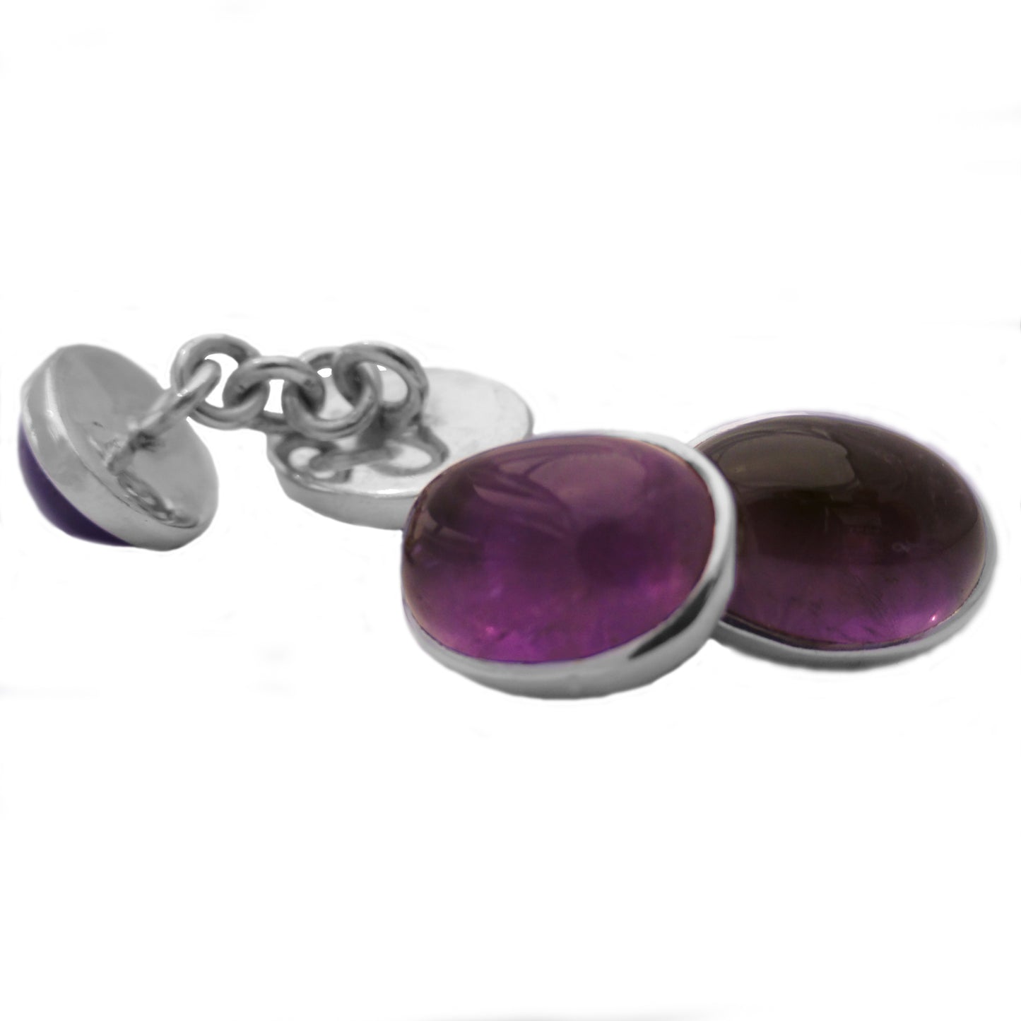 Amethyst cufflinks in sterling silver 925