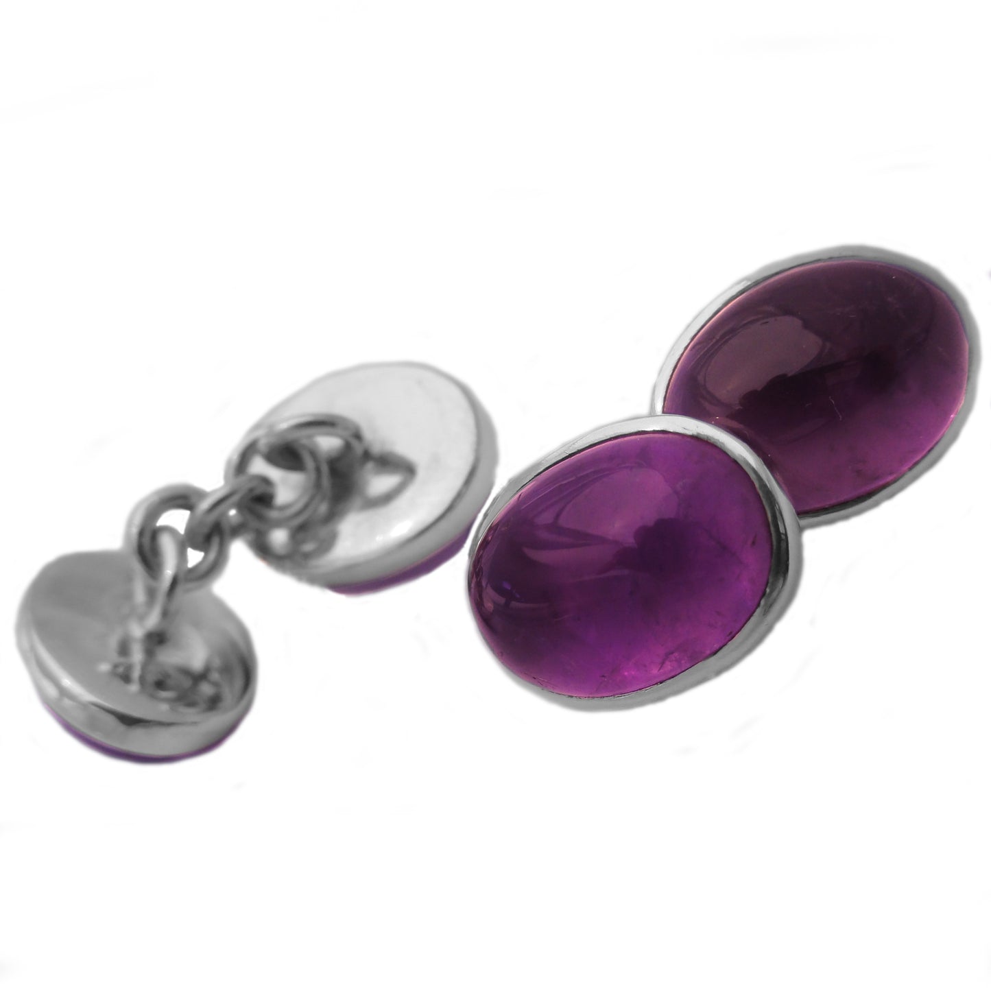 Amethyst cufflinks in sterling silver 925