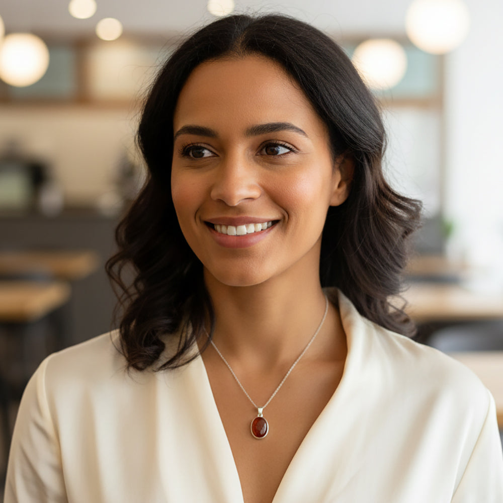 Pendentif cornaline en argent massif 925