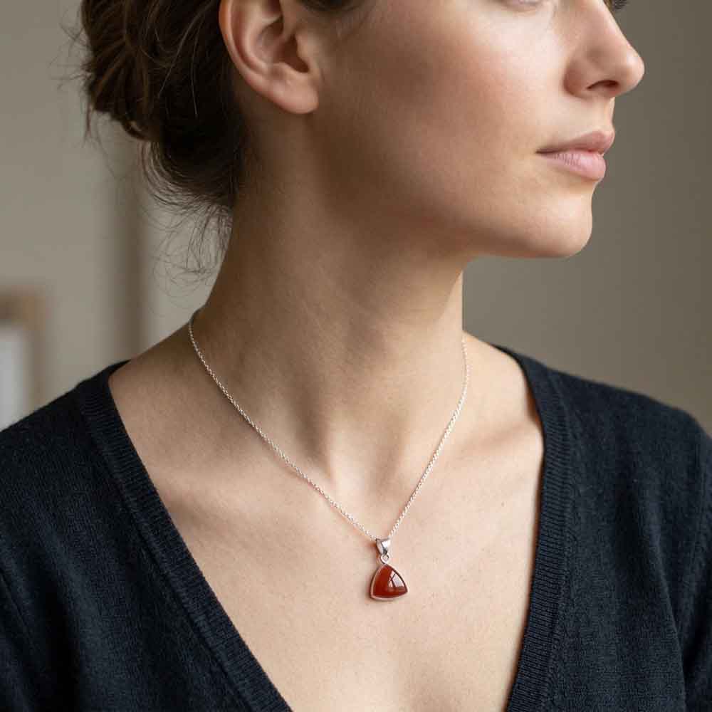 Carnelian sterling silver pendant