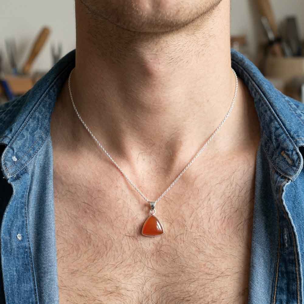 Carnelian sterling silver pendant