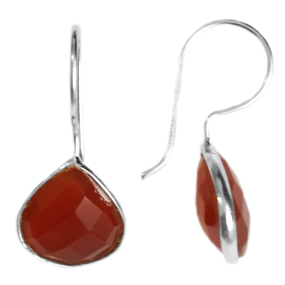 Boucles d’oreilles pendantes cornaline en argent massif 925