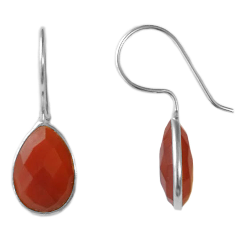 Boucles d’oreilles pendantes cornaline en argent massif 925