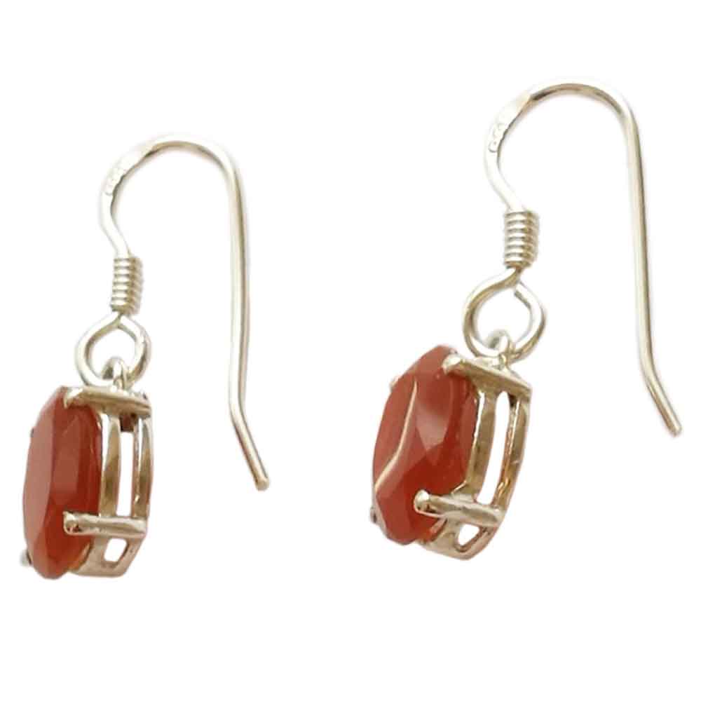 Boucles d’oreilles pendantes cornaline en argent massif 925