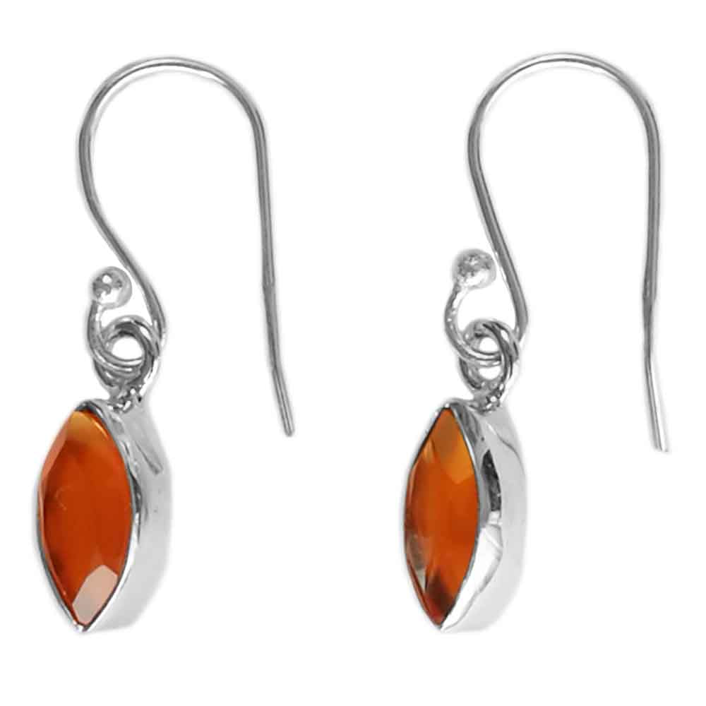 Boucles d’oreilles pendantes cornaline en argent massif 925