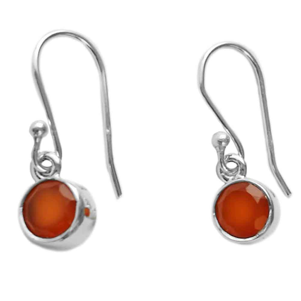 Boucles d’oreilles pendantes cornaline en argent massif 925