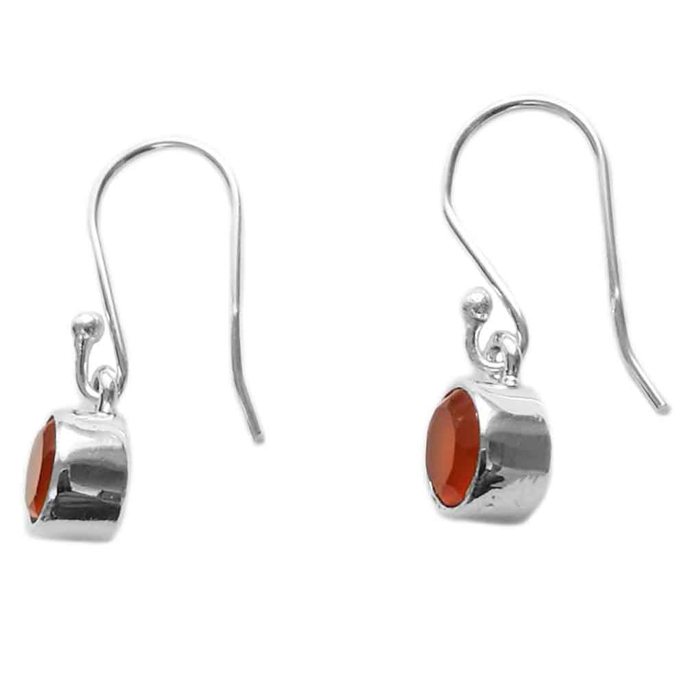 Boucles d’oreilles pendantes cornaline en argent massif 925