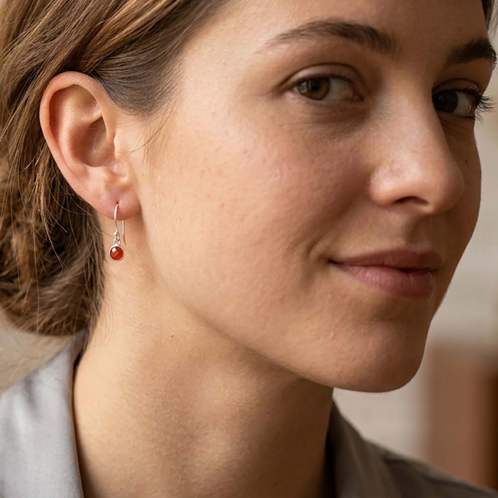 Carnelian sterling silver drop earrings