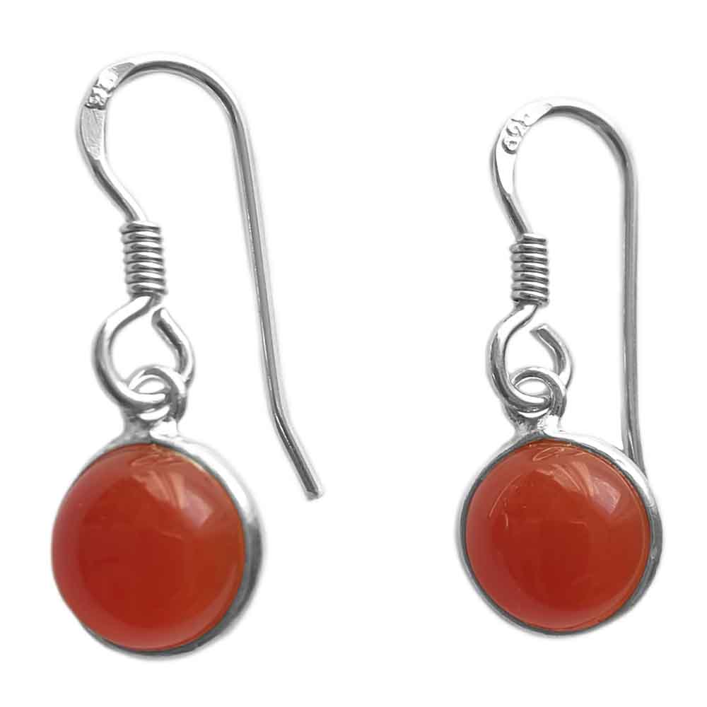 Boucles d’oreilles cornaline en argent massif 925