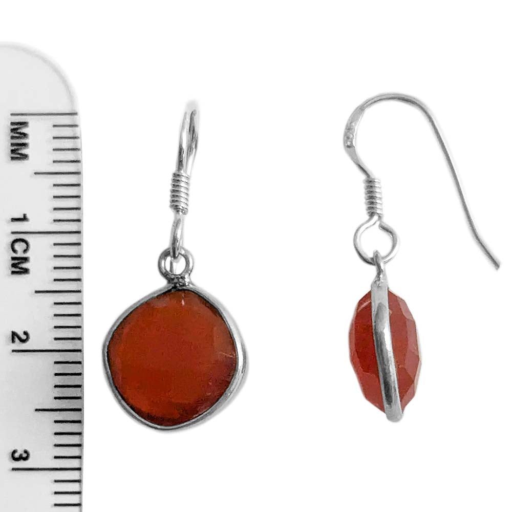 Carnelian sterling silver drop earrings