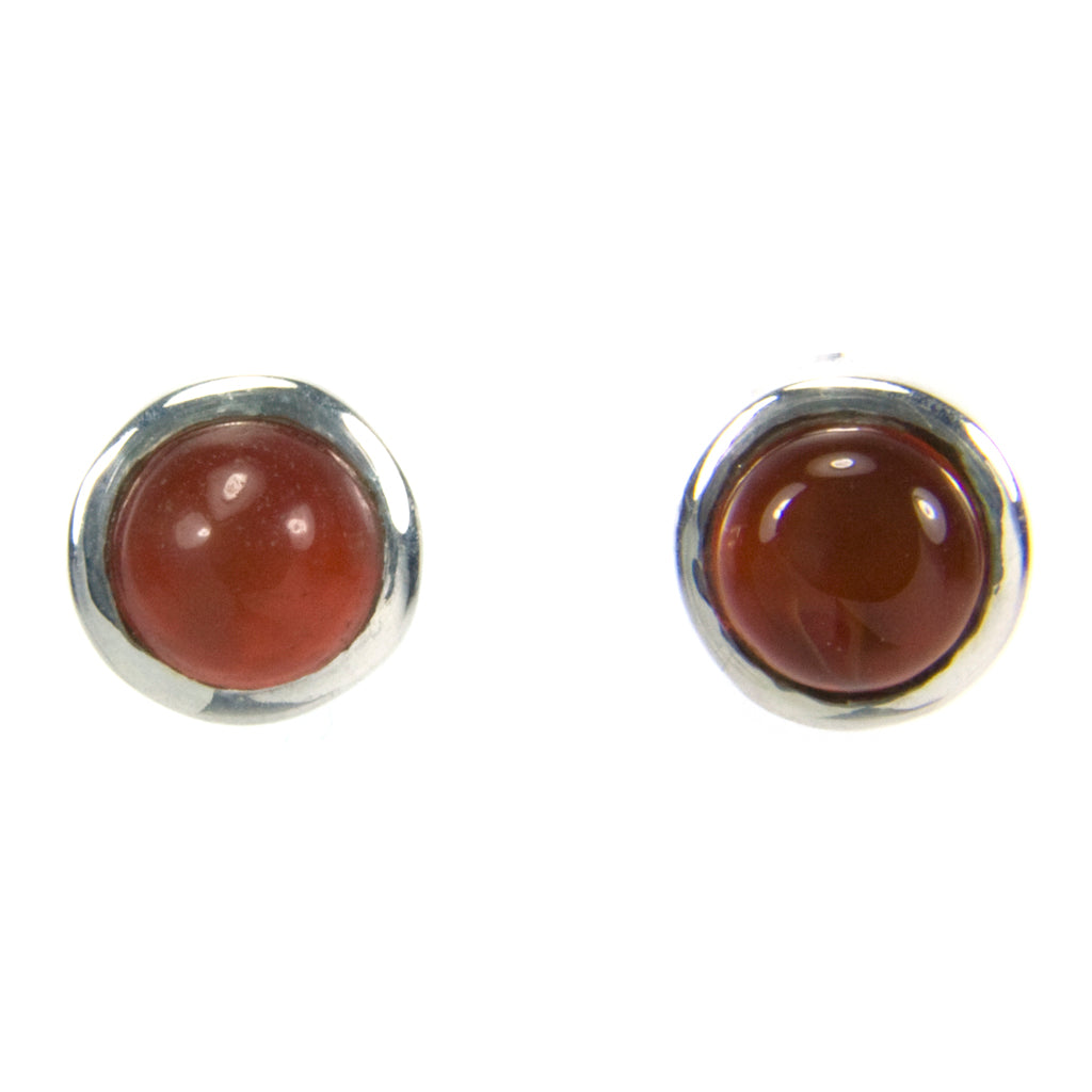 Carnelian sterling silver ear studs