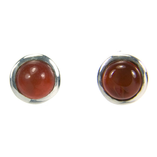 Carnelian sterling silver ear studs