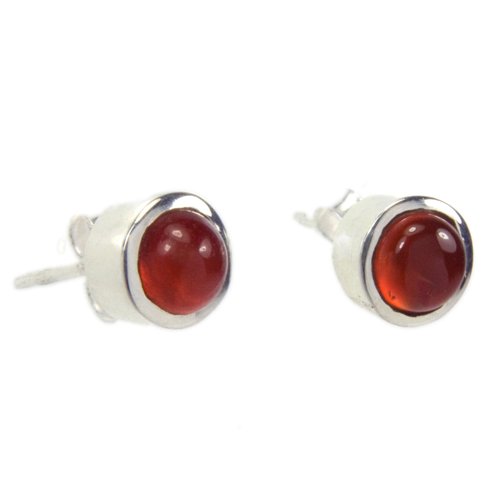 Carnelian sterling silver ear studs