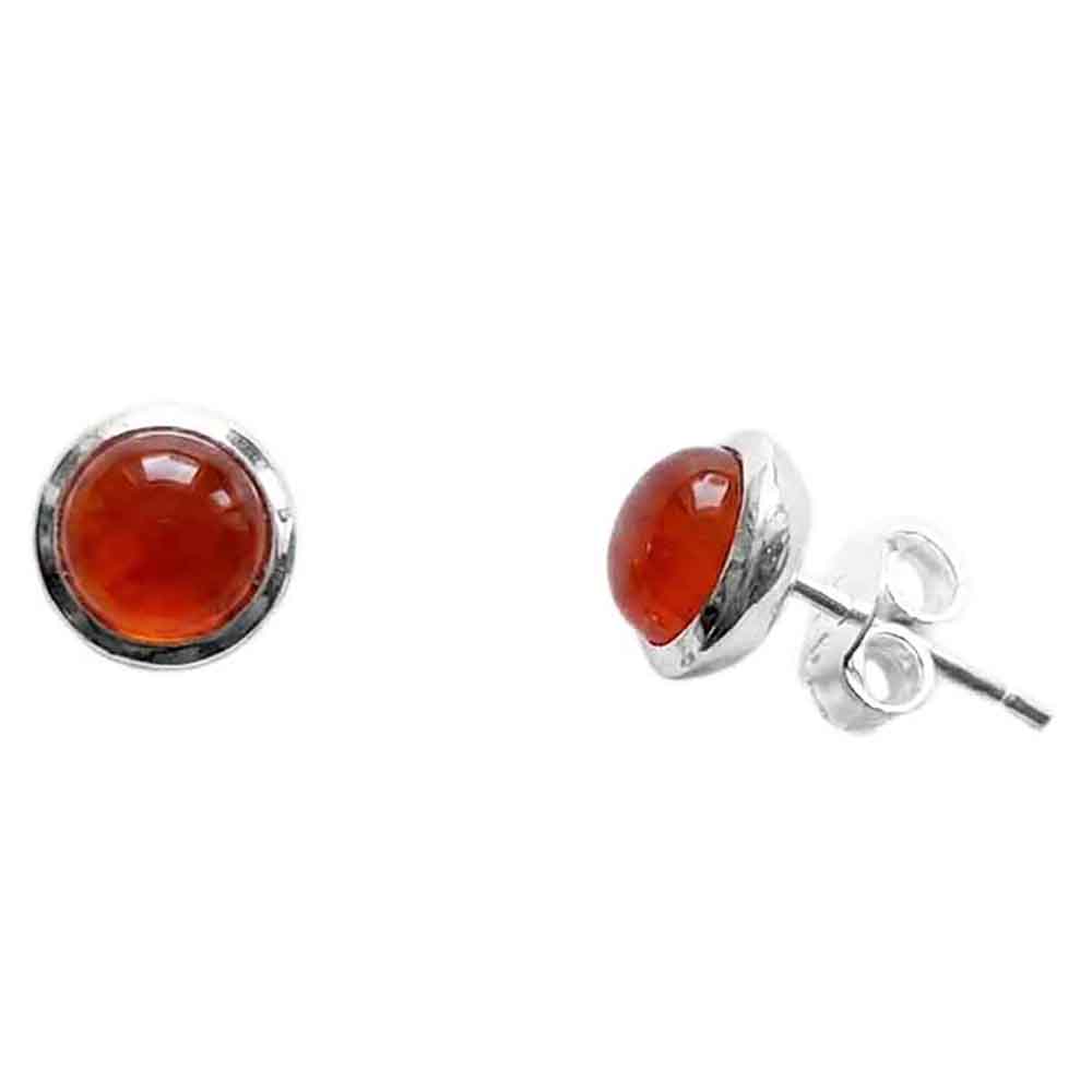 Clous d’oreilles cornaline en argent massif 925
