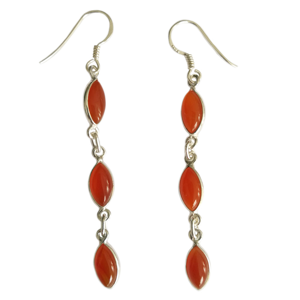 Carnelian sterling silver drop earrings