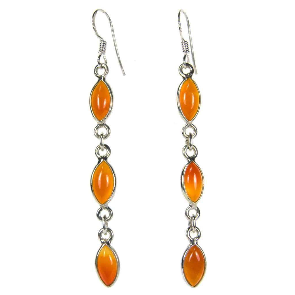 Carnelian sterling silver drop earrings