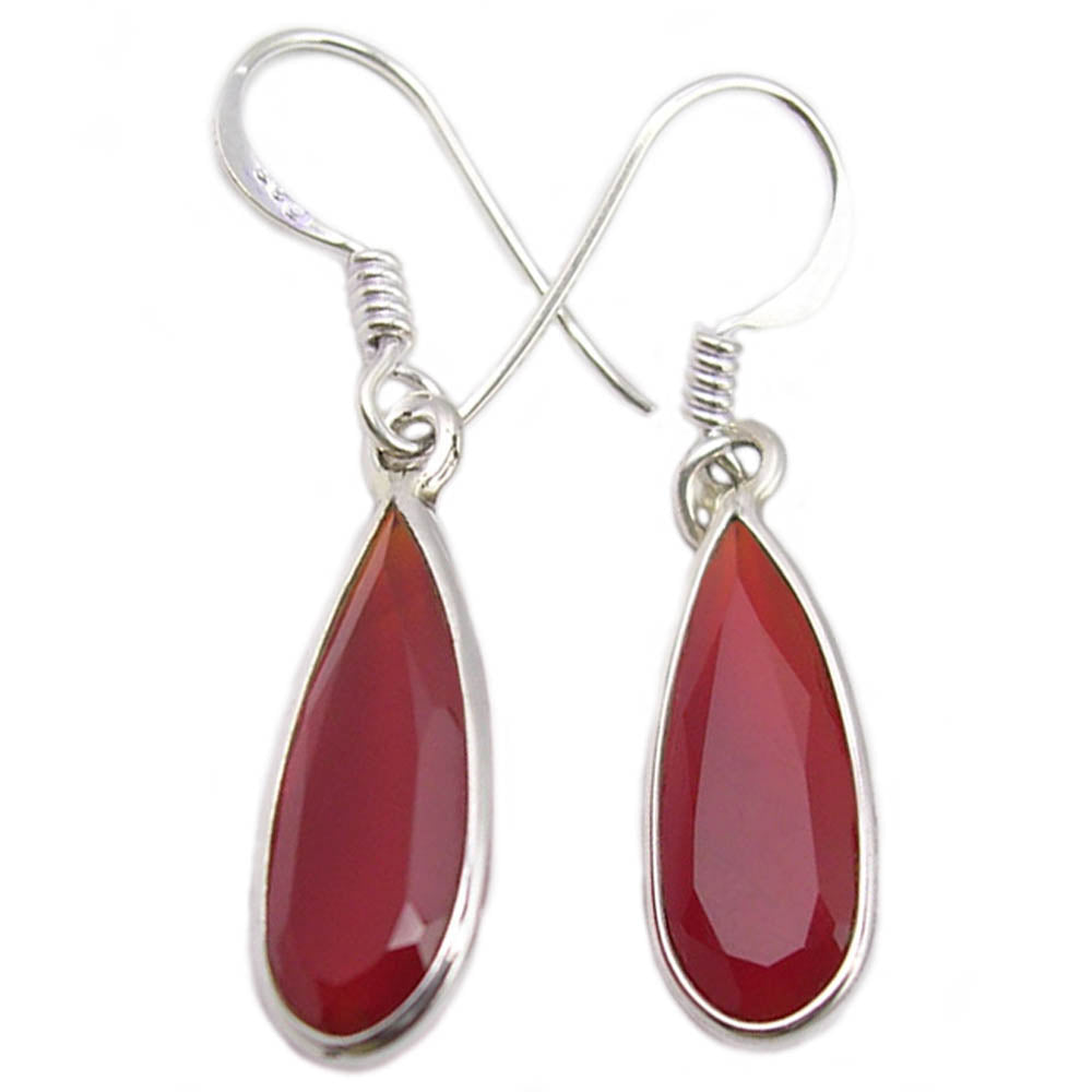 Carnelian sterling silver drop earrings