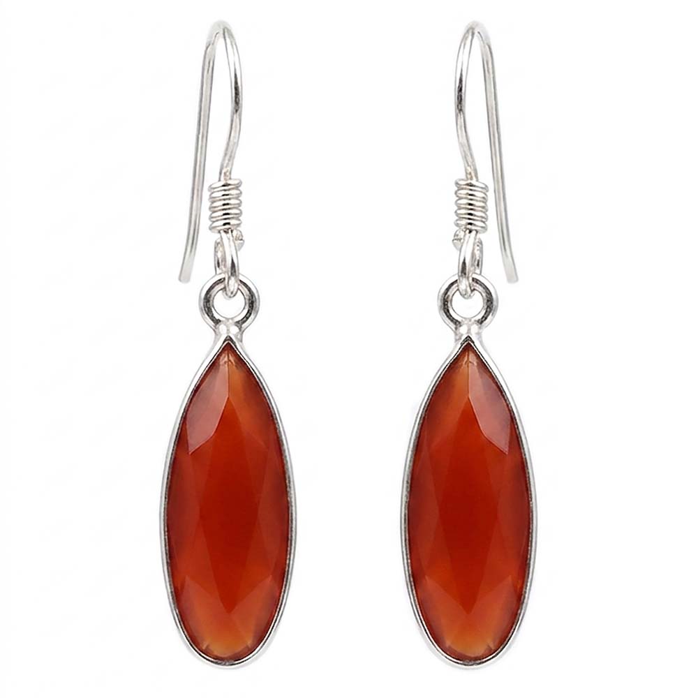 Carnelian sterling silver drop earrings