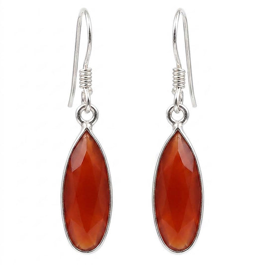 Carnelian sterling silver drop earrings