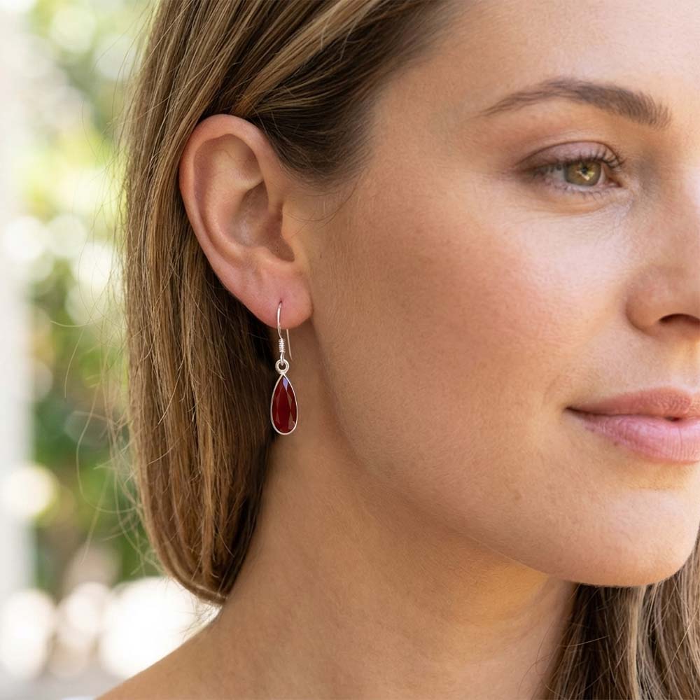 Carnelian sterling silver drop earrings