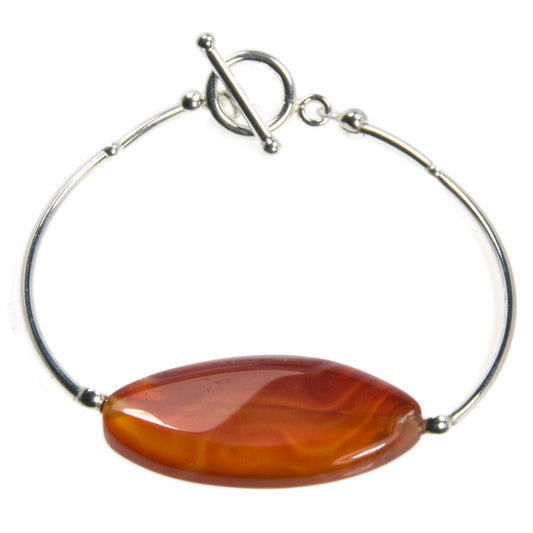 Bracelet cornaline en argent massif 925