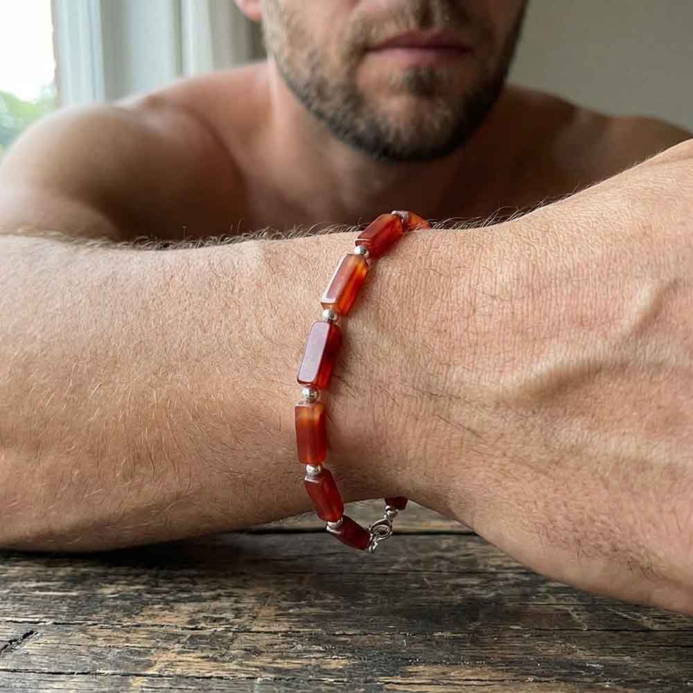 Carnelian sterling silver bracelet