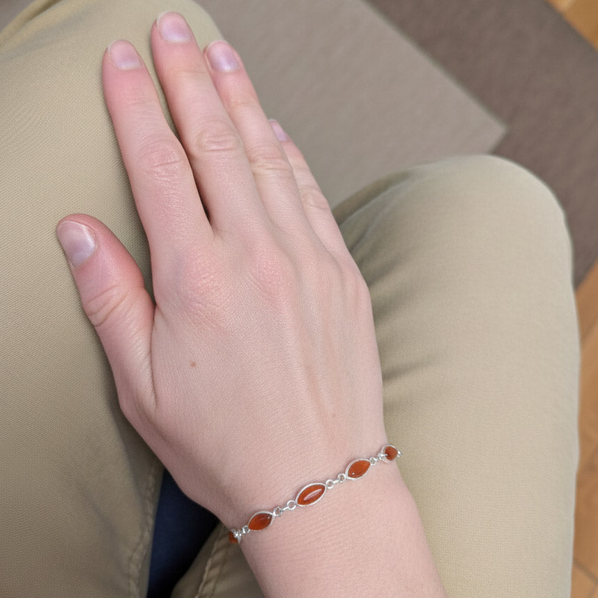 Bracelet cornaline en argent massif 925