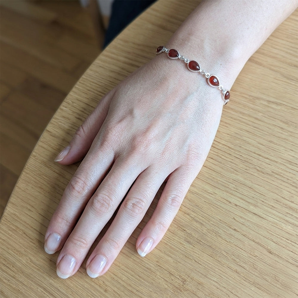 Bracelet cornaline en argent massif 925