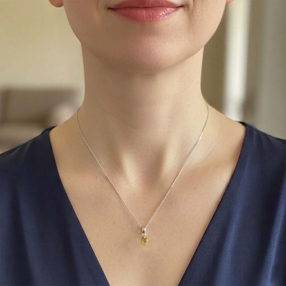 Pendentif citrine en argent massif 925