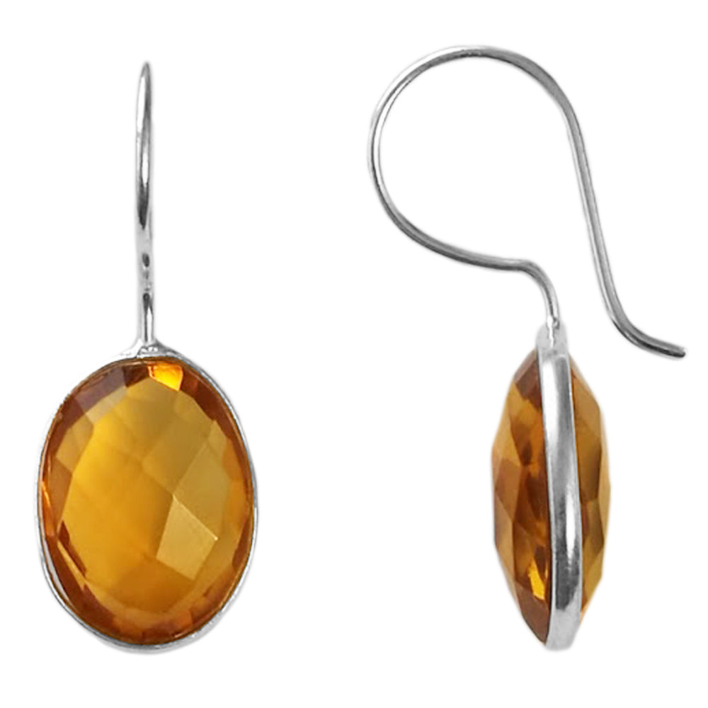 Boucles d’oreilles citrine en argent massif 925