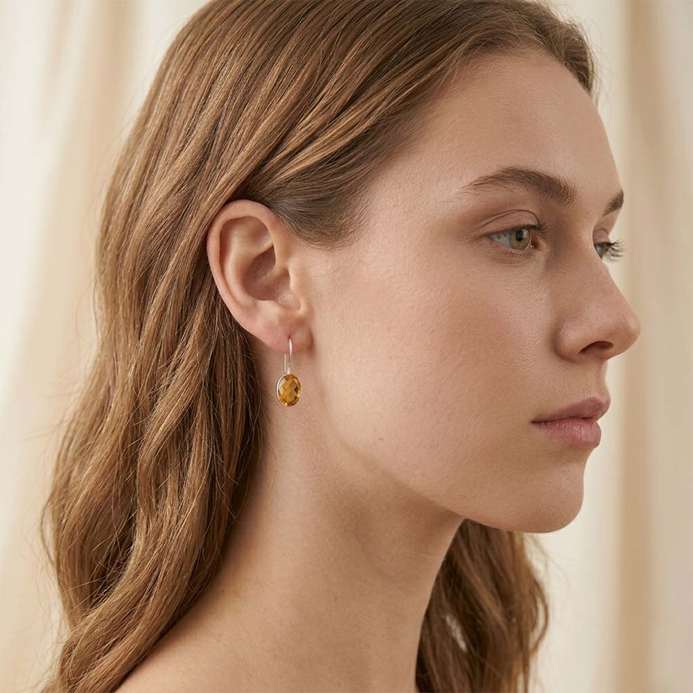 Boucles d’oreilles citrine en argent massif 925