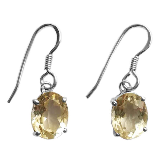 Boucles d’oreilles pendantes citrine en argent massif 925