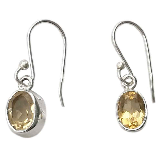 Boucles d’oreilles pendantes citrine en argent massif 925